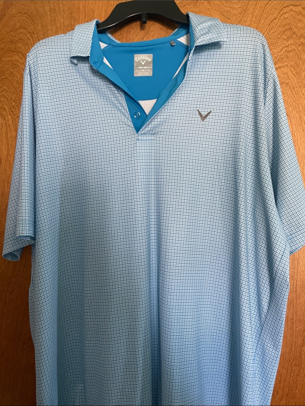 Callaway Light Blue Micro-Check Golf Polo